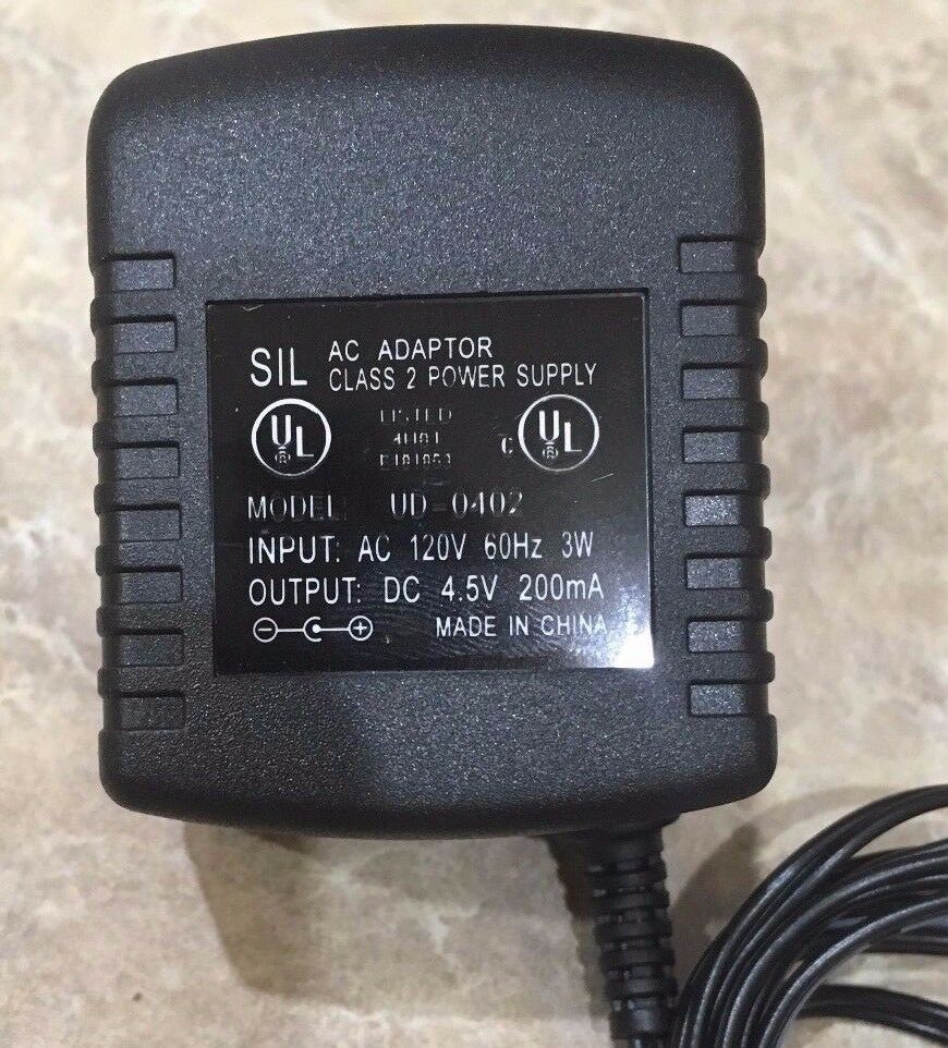 New 4.5V 200mA SIL UD-0402 Class 2 Transformer Power Supply Ac Adapter